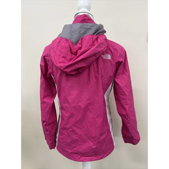 Girls The North Face Pink Grey Hooded HyVent Raincoat Windbreaker Child LG 14/16 - Picture 3 of 12